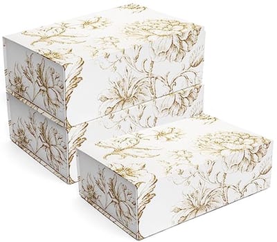 Luxe Geschenkdozen met Magnetsluiting - 3 Stuks Gouden Bloemen Decoratieve Dozen voor Cadeaus, Huwelijkscadeaus en Bewaardozen
