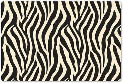 Placemats 45x30 cm - Placemat kunststof - 1 stuk - Zebra - Print - Klassiek - Zwart - Borden onderleggers - Decoratie voor op tafel - Keuken tafeldecoratie accessoires - Vinyl onderlegger - Tafelversiering