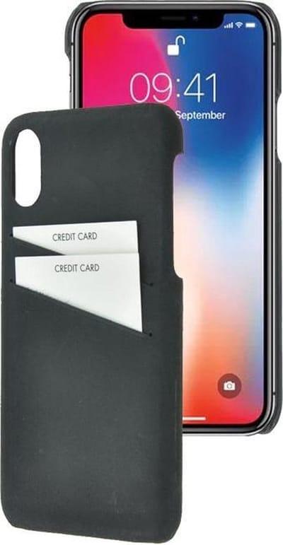 Geschikt voor iPhone X / XS Hoesje - Backcover - Hoesje met pasjeshouder Echt Leer Zwart