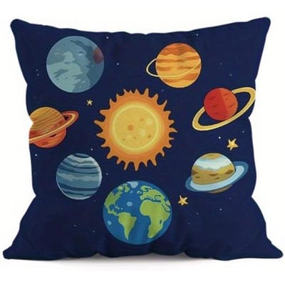 Astronaut & Raket & Planeten Dubbelzijdig Bedrukte kussensloop Korte pluche Geschikt voor woonkamers slaapkamers sierkussenhoes 45x45cm