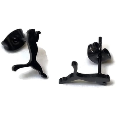 Aramat Jewels | Oorbellen | RVS Dieren Oorbellen Diverse Motieven - Dierenliefhebber Oorstekers | Poema/Zwart-8x12mm | |8mm | Staal | Kinderen, Volwassenen | Verkleurd niet