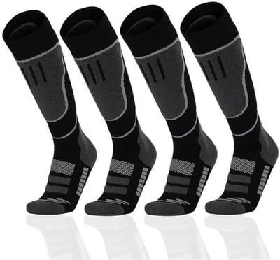 KZQ 2 paar skisokken - unisex - warme en isolerende lange sokken - geschikt voor snowboarden, skiën, buitensporten en bergbeklimmen.
