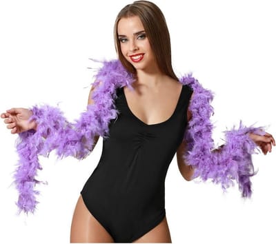 Atosa Carnaval verkleed boa met veren - paars - 180 cm - 45 gram - Glitter and Glamour