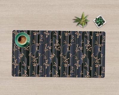 Coloray Bureau Onderlegger - Decoratieve planten Bureau Onderlegger XXL - 90 cm x 45 cm - Zwart Bureau Onderlegger - Computer Mat - Bureau Pad - Bureau Mat - Bureaumat