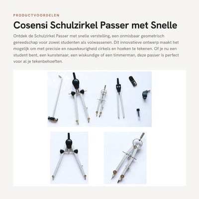 Dailygoods- Passer met Snelle Verstelling - Geometrisch Gereedschap - Robuust en Lichtgewicht - Geschikt voor School - Precisie en Nauwkeurigheid - Zinklegering - Compass
