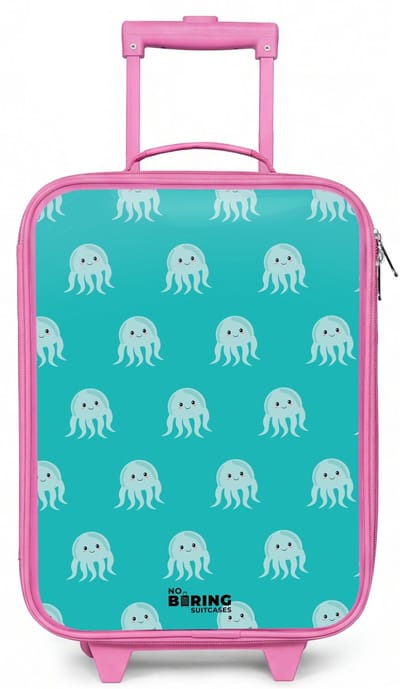NoBoringSuitcases.com® - Kinderkoffer roze - Kindertrolley meisje - Kekke kwalletjes - Koffer kind lichtgewicht - Reiskoffer trolley voor kinderen - Koffertje met lichtgevende wieltjes - Rolkoffer