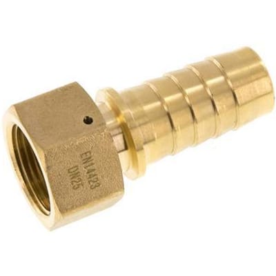 25x40 mm & G1'' Messing Slangpilaar met Wartelmoer DIN EN 14423 / DIN 2826