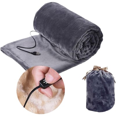 USB Verwarmingsdeken Reizen Voor Bank Bed 5 Niveaus Draagbare Elektrische Deken Winter Warm Zacht Pluche Auto Sjaal Kamperen 160x85cm