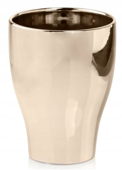 Polnix - Ronde Keramische Bloempot - 17 cm - Glanzende Afwerking - Goudkleurig
