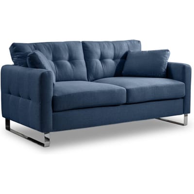 Furnilux Hera 2-zits bank donkerblauw | moderne slede sofa met chroom poten