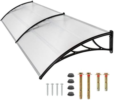 Luifel Huisdeur - Regenkap Overkapping - Buitendeur Beschermen - Weerbestendig Polycarbonaat - 200 cm breed - Zwart