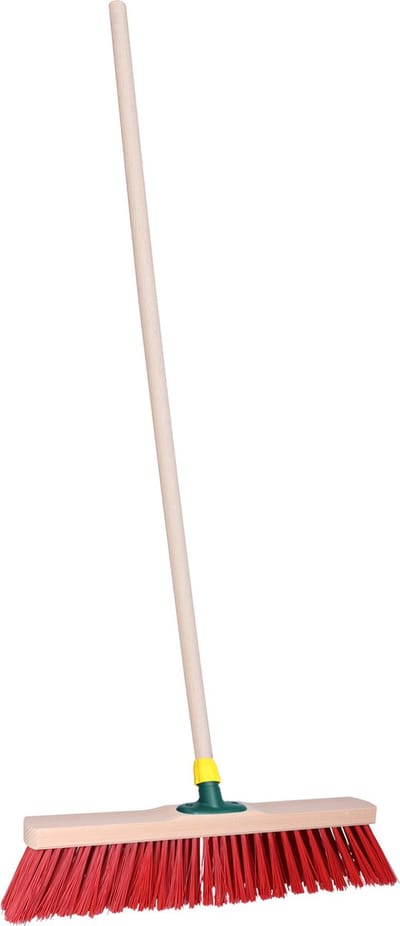 Brumag Straatbezem ODIN voor harde ondergrond - Harde bezemkop rood van 40 cm breed - Houten steel 120 cm