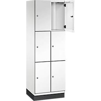 C+P Cambio lockerkast, 2 vakken, 6 vakken, met plint, B 600 x D 525 x H 1980 mm, verkeerswit