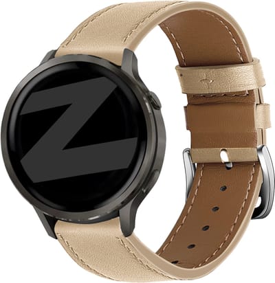 Bandz Leren 'Deluxe' bandje geschikt voor Garmin Vivoactive 4s / Vivomove 3s / Venu 4 - 41mm / Venu 3s / Venu 2s / Forerunner 265s / Forerunner 255s- Milk Tea