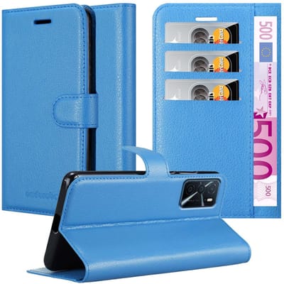 Cadorabo Hoesje geschikt voor Oppo A16s / A54s in PASTEL BLAUW - Beschermhoes met magnetische sluiting, standfunctie en kaartvakje Book Case Cover Etui