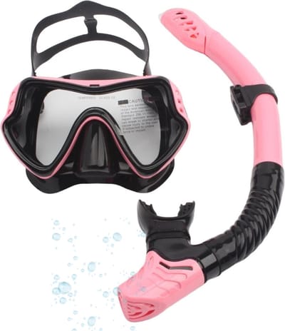 Actania Snorkelmasker - Volwassenen - Snorkel - Snorkelset - Duikbril - Full Face - Zwart/Roze