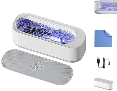 Ultrasoon brillenreiniger - Ultrasoon brillenreiniger - Draagbaar voor thuisgebruik - Geschikt voor brillen, ringen, kettingen, sieraden, horloges en kunstgebitten, reinigt snel zonder krassen achter te laten