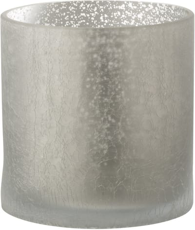 J-Line windlicht Cilinder Craquelé - glas - grijs - large