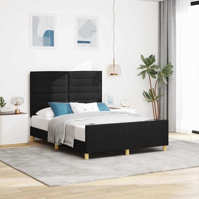 vidaXL - Bedframe - met - hoofdeinde - Zwart - 160 - x - 200 - cm - Stof
