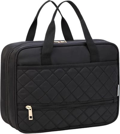 Grote Hangende Make-uptas Organizer voor Dames - Transparante Make-uptas voor op Reis - Ophanghaak voor Flessen - Vakantiebenodigdheden - Middelgrote Zwart Toilettas