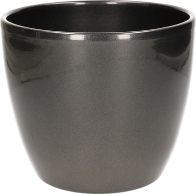 Bloempot in kleur glanzend zilver metallic keramiek voor kamerplant H15 x D17.5 cm- plantenpotten binnen