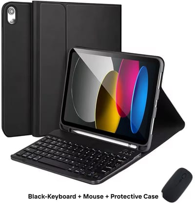 Keyboard Case met Muis voor iPad 11 A16 2025 / iPad 10 10.9 2022 – Bluetooth & 2.4GHz Wireless RF – USB Ontvanger – Oplaadbaar – Zwart