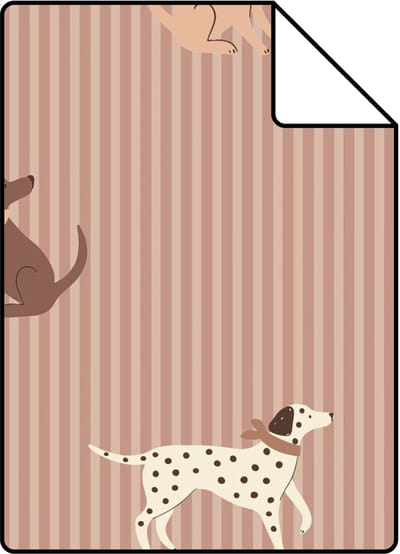 Proefstaal ESTAhome behang honden oudroze - 26.5 x 21 cm - 131903-S