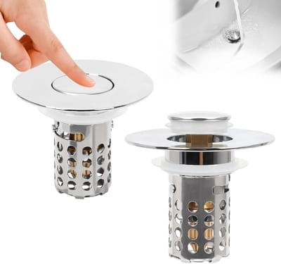 Universele Afvoer Set voor Wastafel met Filter - 34-40 mm Pop-Up Afvoer voor Badkamer en Keuken