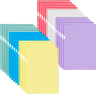 Set van 30 kleurrijke A4 mappen - Doorzichtige opbergfolders voor documenten, papier en mappen
