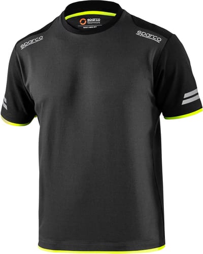 Sparco Tech Tucson T-Shirt - Zwart/Grijs/Marineblauw — Geel