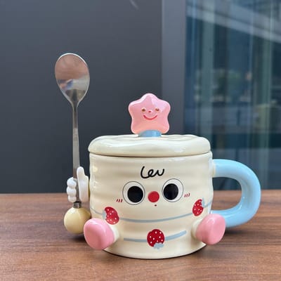 Creatieve Waterbeker Vakantiecadeau Mok Cadeaubeker voor Beste Vrienden Vriendin Praktische Cake Keramische Beker 450ml gray