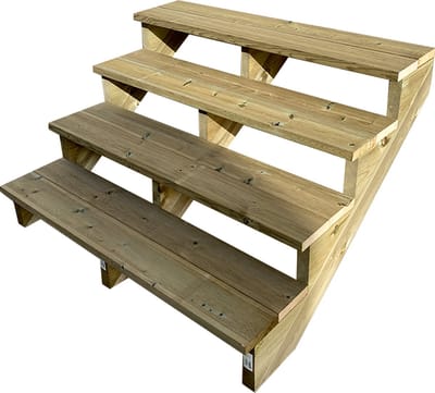 BERLIN Houten Buitentrap - 4 Open Treden 71 cm Hoog - 160 cm Breed