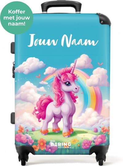 NoBoringSuitcases.com® - Kinderkoffer eenhoorn - Kindertrolley meisjes unicorn - Trolley kind - Koffer lichtgewicht met 4 wielen - Grote trolley XL - 20 kg bagage