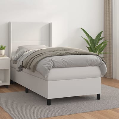 vidaXL - Boxspring - met - matras - kunstleer - wit - 90x190 - cm