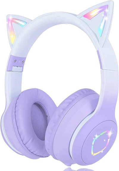 Draadloze Hoofdtelefoon voor Kinderen met Kattenoren en LED Lichten - Opvouwbare Bluetooth Stereo Hoofdtelefoon voor Jongens en Meisjes