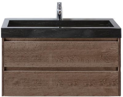 Dante Badmeubelset 100 cm - Tabacco - Wastafel Hardsteen Wit Lucca