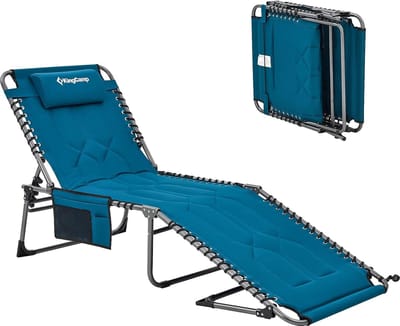 XL ligbed van dik katoen, inklapbaar, 4 standen, verstelbaar, met gewatteerde kussens, max. belasting 150 kg, campingbed, inklapbaar, voor terras, tuin, strand, vissen, 200 x 68 x 38 cm