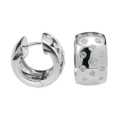 Zilveren hoepeloorringen dames 925 sterling zilver zirkonia – breed – cadeau vrouw – huggie oorbellen – rhodium – geschenkzakje