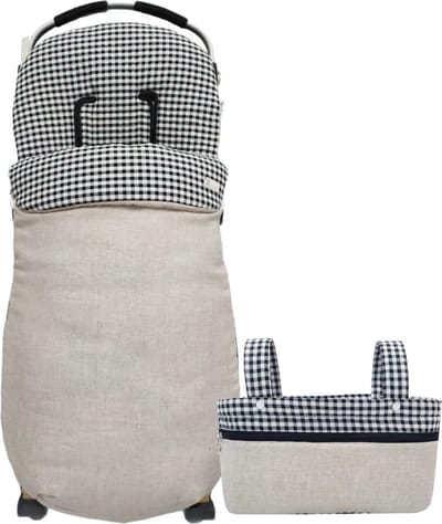Universele voetenzakset voor kinderwagen met mini-broodtrommel - Handgemaakt, veilig en elegant ontwerp voor kinderen