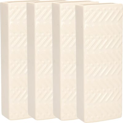 Gerimport Waterverdamper - 4x - creme wit - keramiek - 400 ml - radiatorbak luchtbevochtiger - 7,4 x 18,6 cm