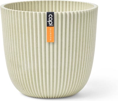 Capi Europe - Bloempot bol Groove 'made with' zaagsel beige - 13x12 - Zaagsel beige - Bloempot voor binnen en buiten - Capi ‘Made with’ - Gemaakt van gerecycled materiaal - Levenslang garantie - IGSW532
