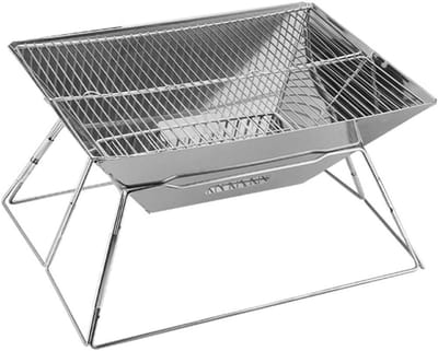 Buiten vuurplaats - Terrasverwarmer BBQ - Gezellige avonden buiten - Opvouwbaar roestvrij staal - Rechthoekig - Zwart
