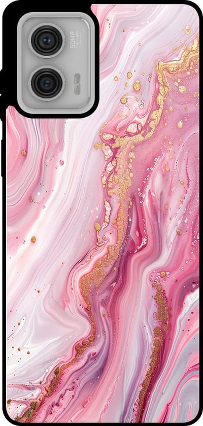 Smartphonica Telefoonhoesje Geschikt voor Motorola Moto G73 met marmer opdruk - TPU backcover case marble design - Roze geschikt voor Motorola Moto G73