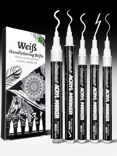 Acrylstiften 5 x Wit - Sneldrogend en Waterdicht - Perfecte Dekking op Diverse Oppervlakken - SnelShoppen