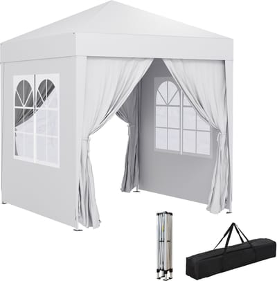 Partytent - Partytenten - Opvouwbare Tent - 2x2 m - Met 4 Wanden - Buiten - Wit - Met Draagtas