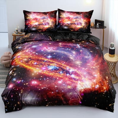 Luxe Galaxy Donkerblauw Beddengoed Set Twin Full Queen King Size Dekbedovertrek Set Schijnende Sterren Sterrenhemel Kinderen Volwassenen Dekbedset 140x210cm 2pcs