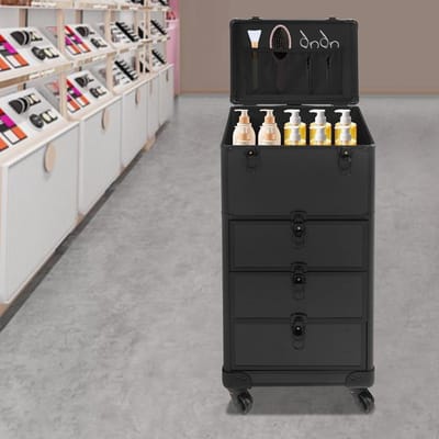 RFWR® Mobiele make-upkoffer met 3 laden - Ruime cosmeticakoffer voor kappers en make-up artiesten