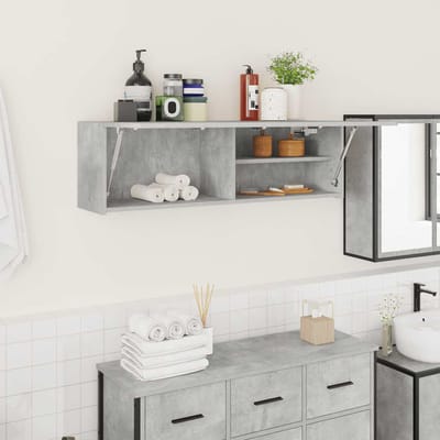 vidaXL - Badkamerwandkast - 100x25x30 - cm - bewerkt - hout - betongrijs