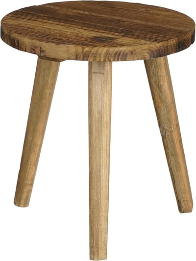 Bijzettafel Rond - Kleine Tafel - Woonkamer Decoratie - Gerecycled Hout - H28 x Ø26 cm - Bruin