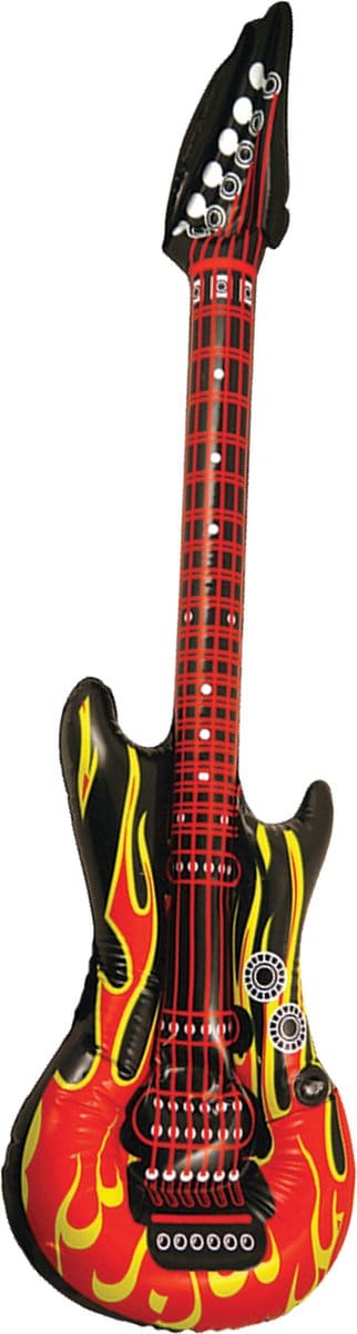 Partychimp Opblaasbare Gitaar met Vlammen 106 cm voor bij Carnavalskleding Heren Carnavalskleding Dames Carnaval Accessoires Verkleedaccessoires Nep Gitaar Muziekinstrument - Opblaasbaar Item